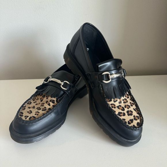 Doc Martens Adrian Snaffle Leopard Vegan Loafers - Picture 1 of 8